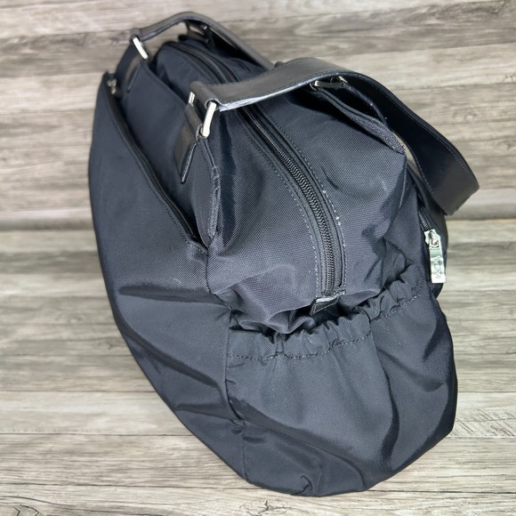 Tumi Shoulder Diaper Bag Black Nylon Pockets Large Zip Double Handles Briefcase - Picture 5 of 12
